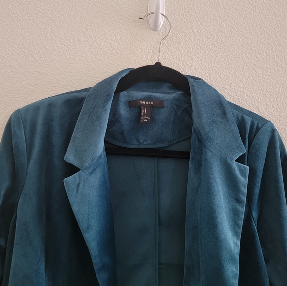 Velour Teal Blazer M - Picture 3 of 5